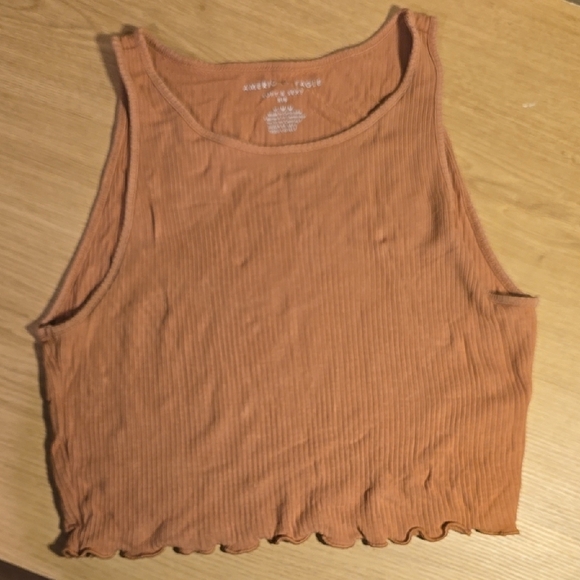 American Eagle Outfitters Tan Ribbed Crop Tank Top M - Picture 1 of 2